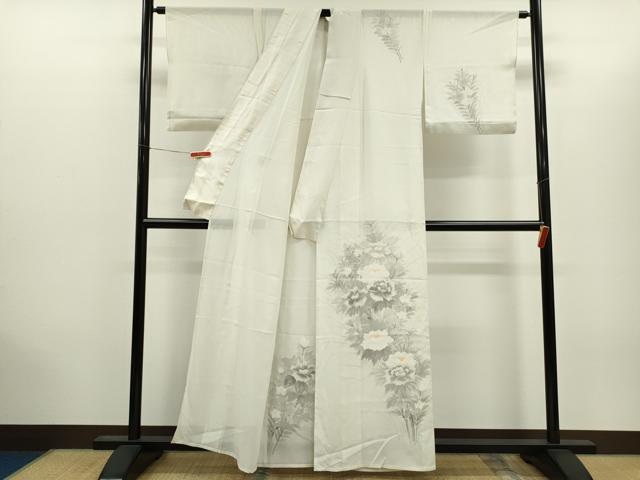 平和屋着物*夏物 訪問着 絽 手描き 枝花文 正絹 逸品 CABH7695ze