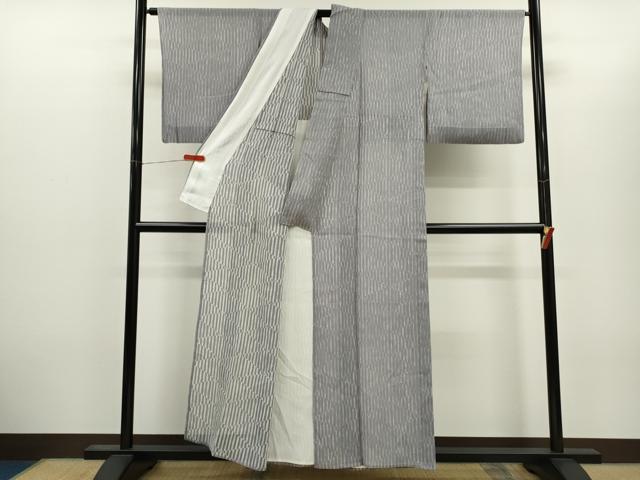 平和屋着物*夏物 小紋 紗 ろうけつ染め 菱縞文 正絹 逸品 CABH7705ze