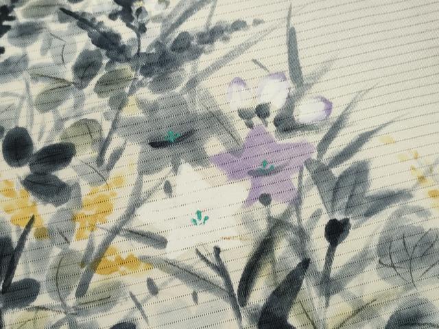 平和屋着物*夏物 訪問着 絽 手描き 草花文 暈し染め 正絹 逸品 CABH7706ze