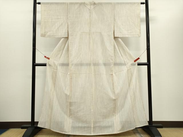 平和屋着物*夏物 紗紬 藍 縞 正絹 逸品 CABH7710ze