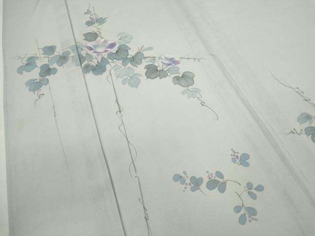 平和屋着物*夏物 訪問着 絽 手描き 朝顔 銀彩 正絹 逸品 CABH7713ze