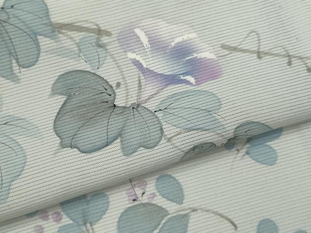 平和屋着物*夏物 訪問着 絽 手描き 朝顔 銀彩 正絹 逸品 CABH7713ze