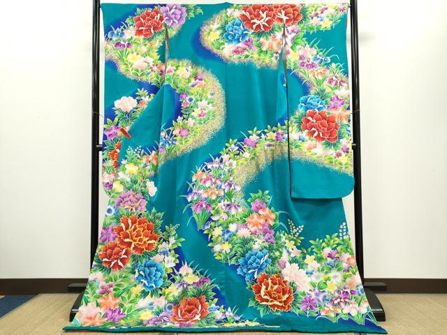 平和屋本店●お引きずり・お引き摺り・引き振袖 和装 結婚式 舞妓 芸妓 芸者 衣装 駒刺繍 草花文 暈し染め 金彩 CABH7715ze