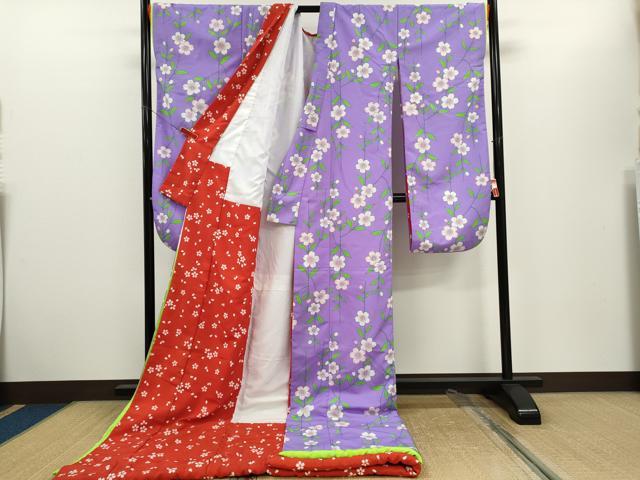 平和屋本店●お引きずり・お引き摺り・引き振袖 結婚式 和装 芸妓 舞妓 芸者 枝桜文 衣装 洗える着物 CABH7717ze
