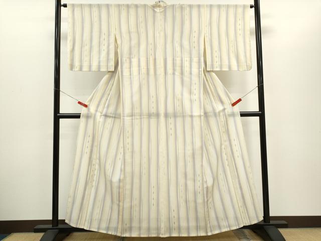 平和屋着物*夏物 明石ちぢみ 縞 吉祥文 正絹 逸品 CABH7742ze