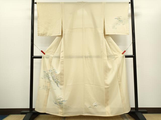 平和屋着物*夏物 訪問着 絽 友禅 松竹梅風景文 暈し染め 五泉 反端付き 正絹 逸品 CABH7747ze