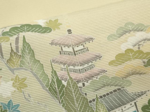 平和屋着物*夏物 訪問着 絽 友禅 松竹梅風景文 暈し染め 五泉 反端付き 正絹 逸品 CABH7747ze