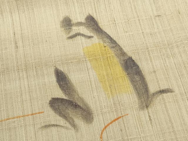 平和屋着物*夏物 訪問着 生紬 紗 手描き 蛙 正絹 逸品 未使用 CABH7754ze
