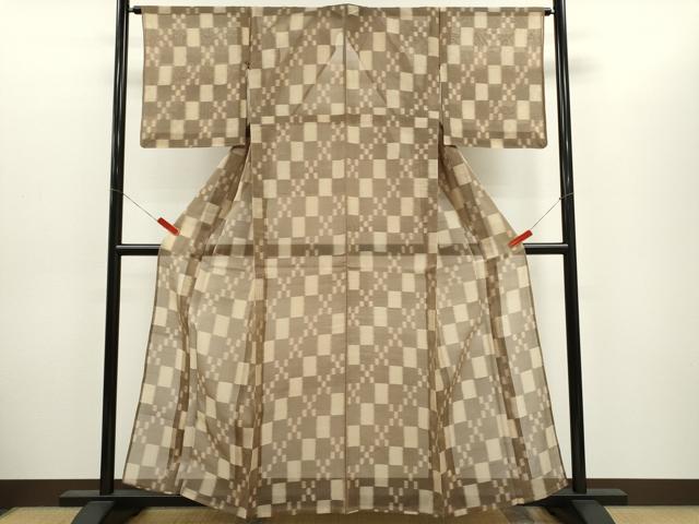 平和屋着物*夏物 本場琉球絣 夏琉球 市松吉祥文 正絹 逸品 CABH7757ze