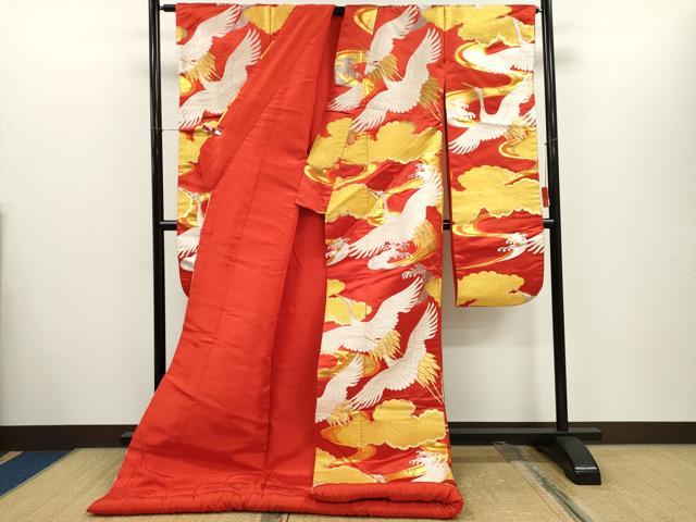 平和屋本店●色打掛 和装 婚礼 結婚式 花嫁 神社挙式 お引きずり 唐織 雲取り飛鶴文 金銀糸 逸品 CABH7768ze