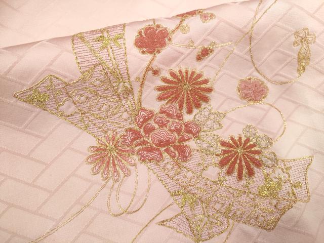 平和屋着物■訪問着 総刺繍 駒刺繍 束ね熨斗草花文 暈し染め 正絹 逸品 CABH7778ze