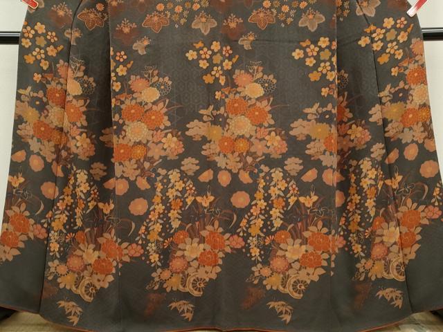 平和屋着物■訪問着 花車鳥文 鬼しぼ縮緬 正絹 逸品 CABH7790ze
