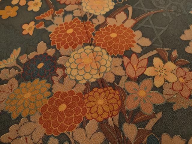 平和屋着物■訪問着 花車鳥文 鬼しぼ縮緬 正絹 逸品 CABH7790ze