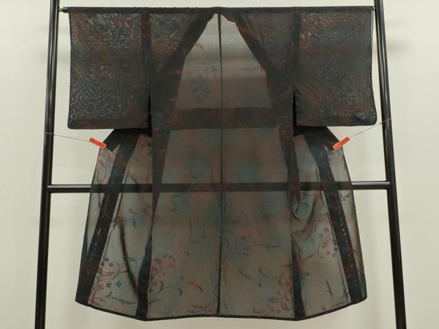 平和屋着物*夏物 男性 小紋 風通紗 草花文 三越扱い 正絹 逸品 CABH7803ze