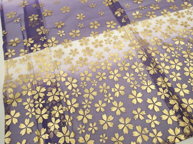 平和屋着物*夏物 男性 訪問着 オーガンジー 舞桜文 暈し染め 金彩 洗える着物 CABH7807ze