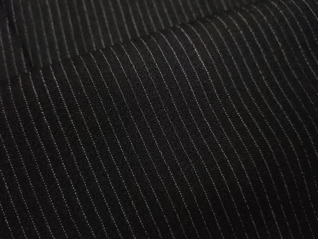 平和屋着物*夏物 お召 縞 黒地 正絹 逸品 CABH7814ze