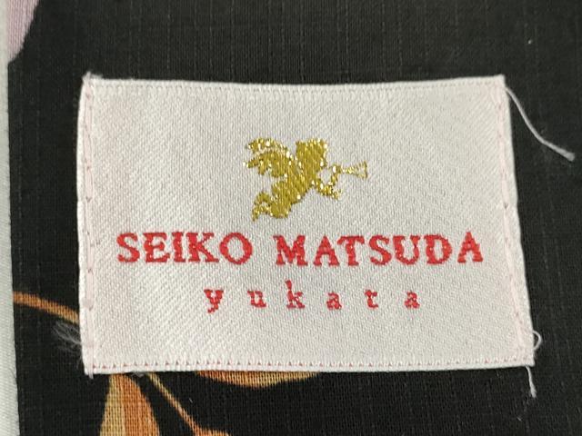 平和屋着物∴松田聖子 SEIKOMATSUDA 夏物 浴衣 草花文 黒地 日本製 綿 逸品 CABH7871ze
