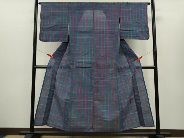 平和屋着物∴夏物 阿波しじら織 浴衣 格子柄 綿 逸品 CABH7874ze