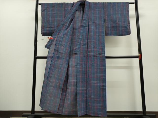 平和屋着物∴夏物 阿波しじら織 浴衣 格子柄 綿 逸品 CABH7874ze