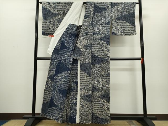 平和屋着物∴夏物 浴衣 注染 切嵌吉祥文 手縫い 綿 逸品 CABH7878ze