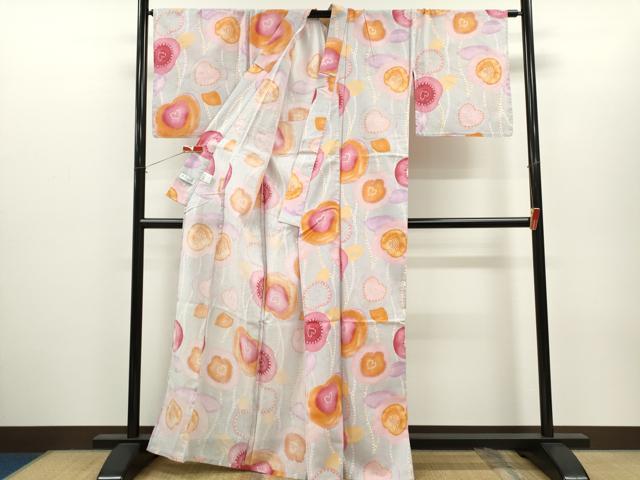 平和屋着物∴夏物 浴衣 綿紅梅 草花文 綿 逸品 CABH7880ze