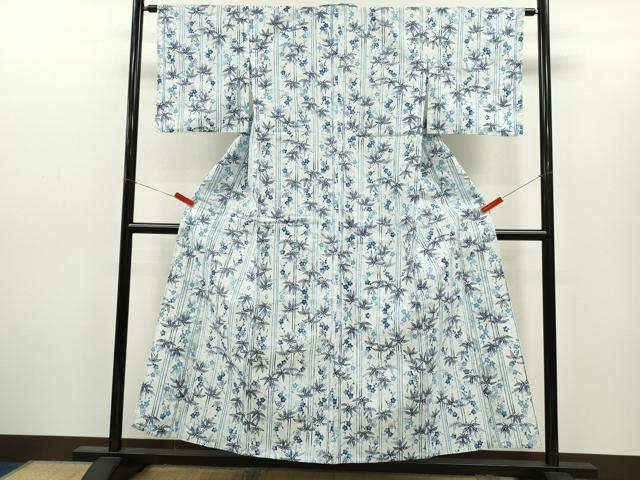 平和屋着物∴夏物 浴衣 注染 笹竹梅文 綿 逸品 CABH7882ze