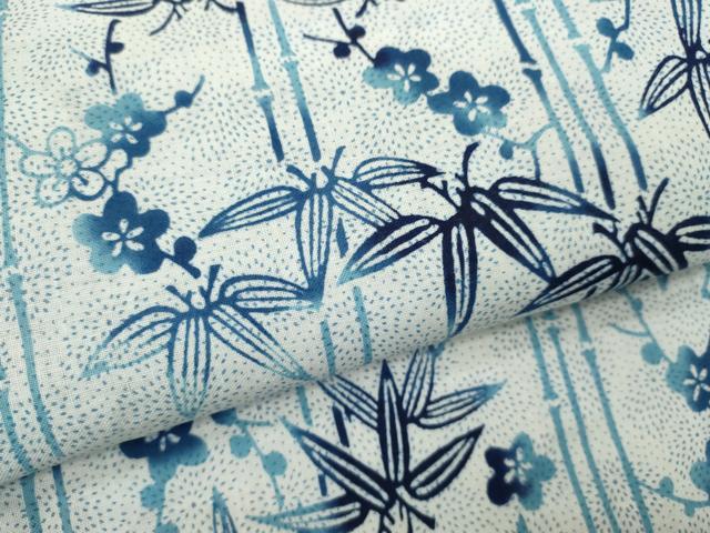 平和屋着物∴夏物 浴衣 注染 笹竹梅文 綿 逸品 CABH7882ze