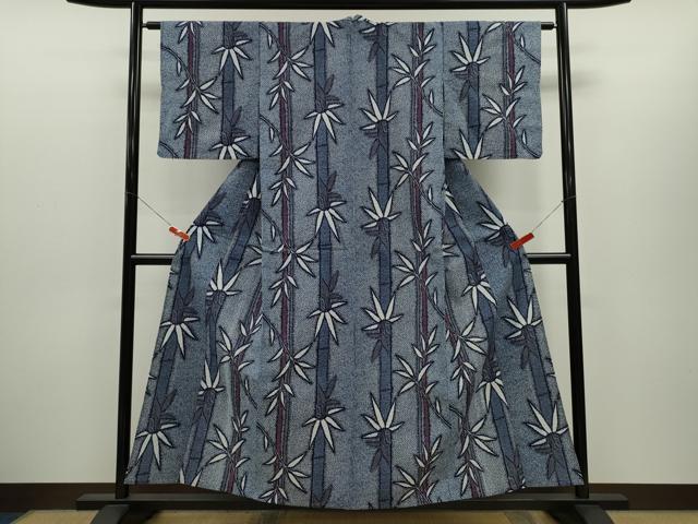 平和屋着物∴夏物 浴衣 笹竹文 リップル生地 綿 逸品 CABH7885ze