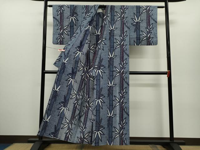 平和屋着物∴夏物 浴衣 笹竹文 リップル生地 綿 逸品 CABH7885ze