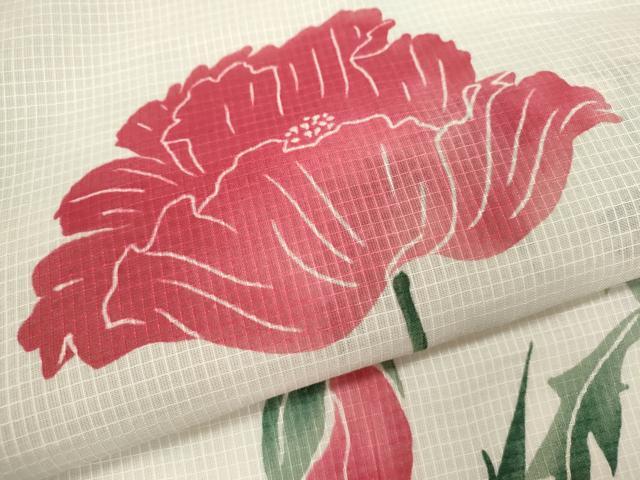 平和屋着物∴ファッションデザイナー コシノジュンコ 夏物 浴衣 綿紅梅 草花文 綿 逸品 CABH7886ze
