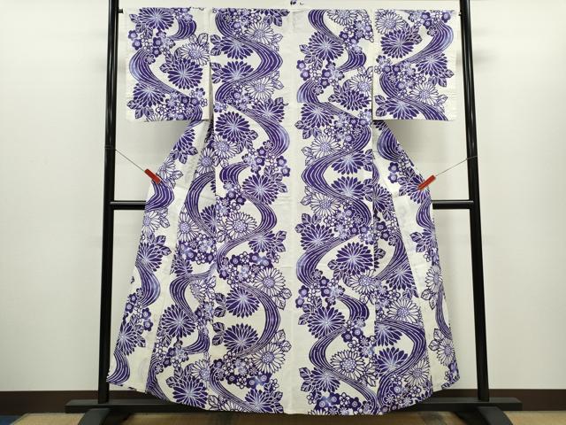 平和屋着物∴夏物 浴衣 注染 草花文 日本製 綿 逸品 CABH7899ze