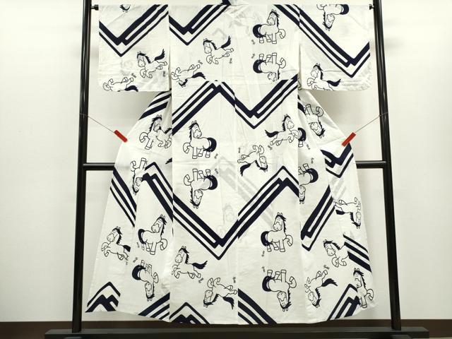 平和屋着物∴夏物 浴衣 注染 馬 手縫い 綿 逸品 CABH7900ze