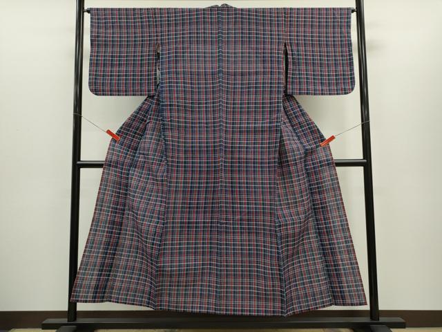 平和屋着物∴夏物 阿波しじら織 浴衣 格子柄 綿 逸品 CABH7901ze