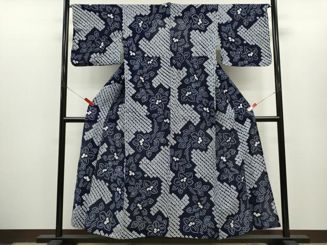 平和屋着物∴夏物 浴衣 有松鳴海絞り 草花文 綿 逸品 CABH7902ze