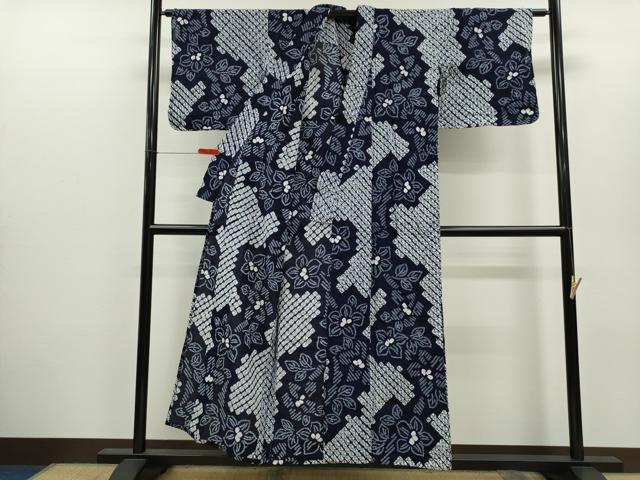 平和屋着物∴夏物 浴衣 有松鳴海絞り 草花文 綿 逸品 CABH7902ze