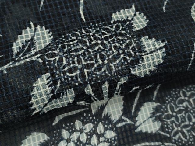 平和屋着物*夏物 小紋・浴衣兼用 絹紅梅 紫陽花 絹綿 逸品 CABH7905ze