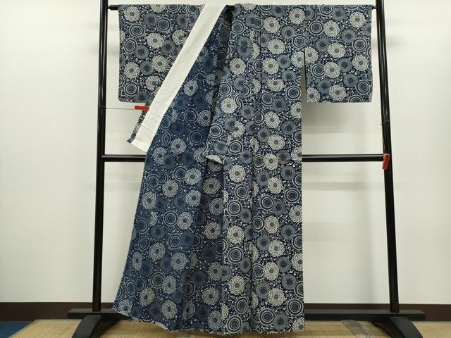 平和屋着物∴夏物 浴衣 注染 菊唐草文 手縫い 綿 逸品 未使用 CABH7907ze