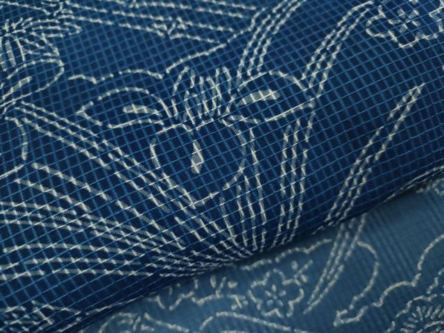 平和屋着物*夏物 小紋・浴衣兼用 絹紅梅 草花文 絹綿 逸品 CABH7908ze