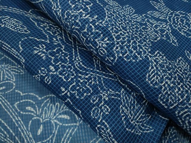 平和屋着物*夏物 小紋・浴衣兼用 絹紅梅 草花文 絹綿 逸品 CABH7908ze