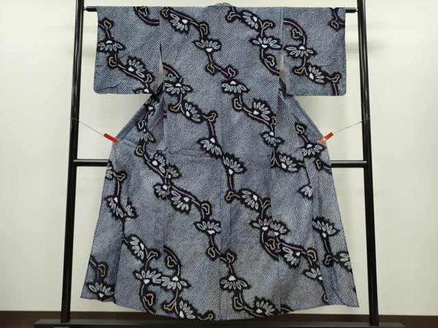 平和屋着物∴夏物 浴衣 有松鳴海絞り 枝花文 綿 逸品 未使用 CABH7909ze