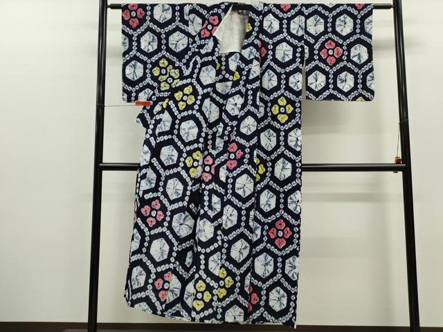 平和屋着物∴夏物 浴衣 有松鳴海絞り 亀甲菱花文 綿 逸品 未使用 CABH7915ze