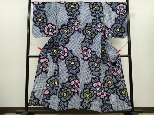 平和屋着物∴夏物 浴衣 有松鳴海絞り 草花文 綿 逸品 CABH7921ze