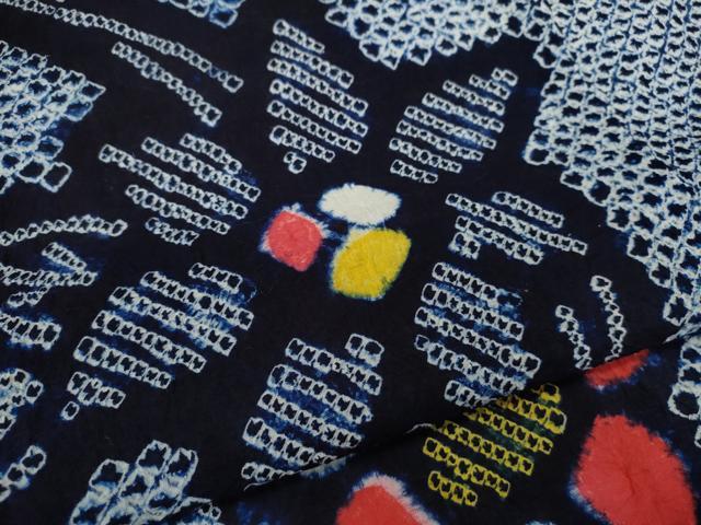 平和屋着物∴夏物 浴衣 有松鳴海絞り 草花文 綿 逸品 CABH7922ze