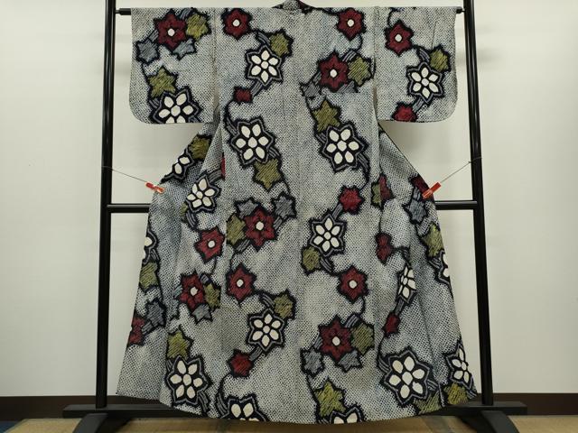 平和屋着物∴夏物 浴衣 有松鳴海絞り 草花文 綿 逸品 CABH7924ze