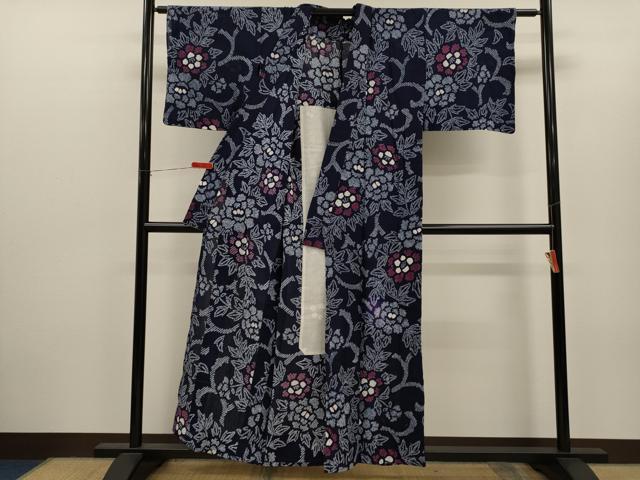 平和屋着物∴夏物 浴衣 有松鳴海絞り 花唐草文 綿 逸品 CABH7930ze