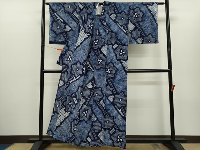 平和屋着物∴夏物 浴衣 有松鳴海絞り 吉祥花文 綿 逸品 未使用 CABH7932ze