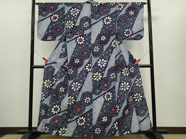 平和屋着物∴夏物 浴衣 有松鳴海絞り 切嵌舞花文 綿 逸品 CABH7934ze