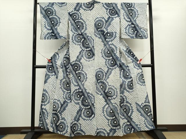 平和屋着物∴夏物 浴衣 有松鳴海絞り 花文 綿 逸品 CABH7937ze