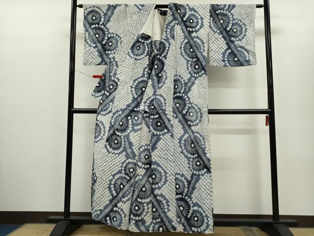 平和屋着物∴夏物 浴衣 有松鳴海絞り 花文 綿 逸品 CABH7937ze
