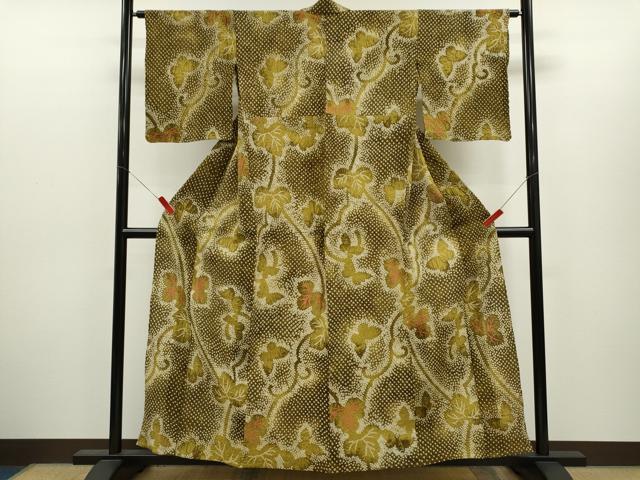 平和屋着物∴夏物 浴衣 有松鳴海絞り 舞蝶唐草文 綿 逸品 CABH7938ze